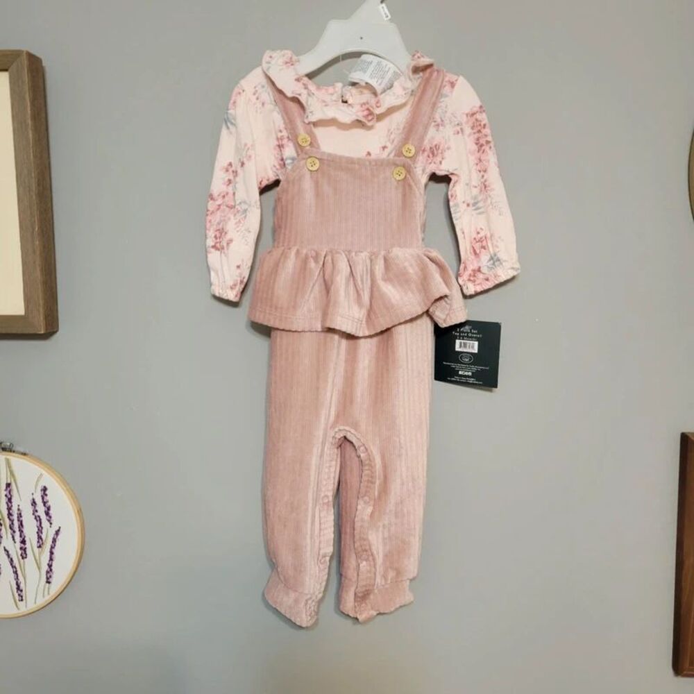 Nwt Laura Ashley baby velvet overalls ruffle set cottage holiday
